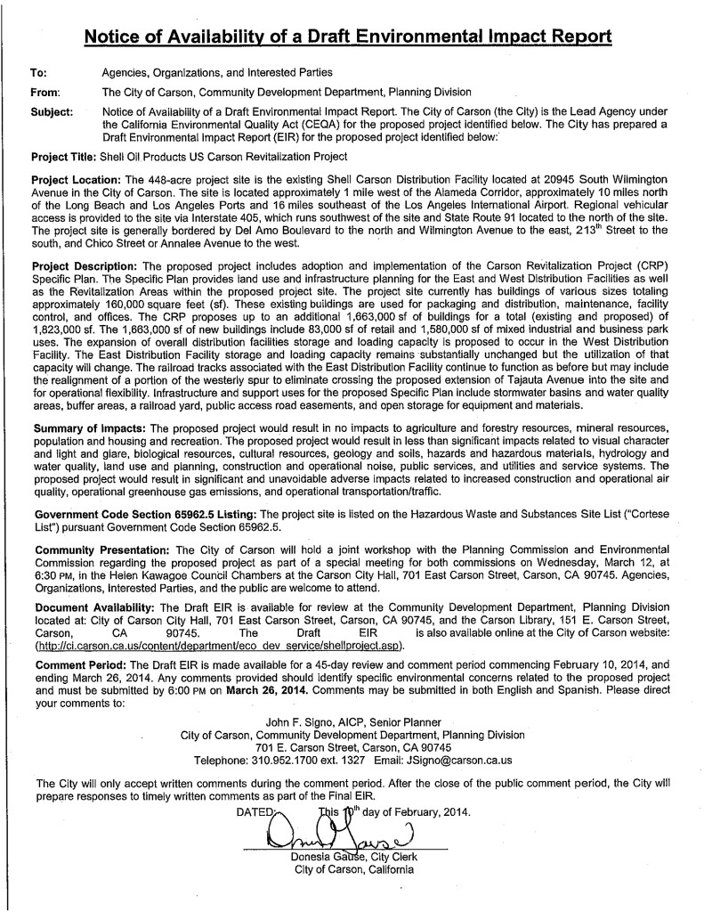 Shell Draft Environmental Impact Report | Carson Connected